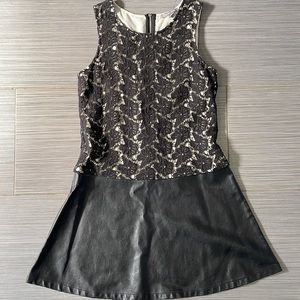 Lace and Leather fit and flare dress